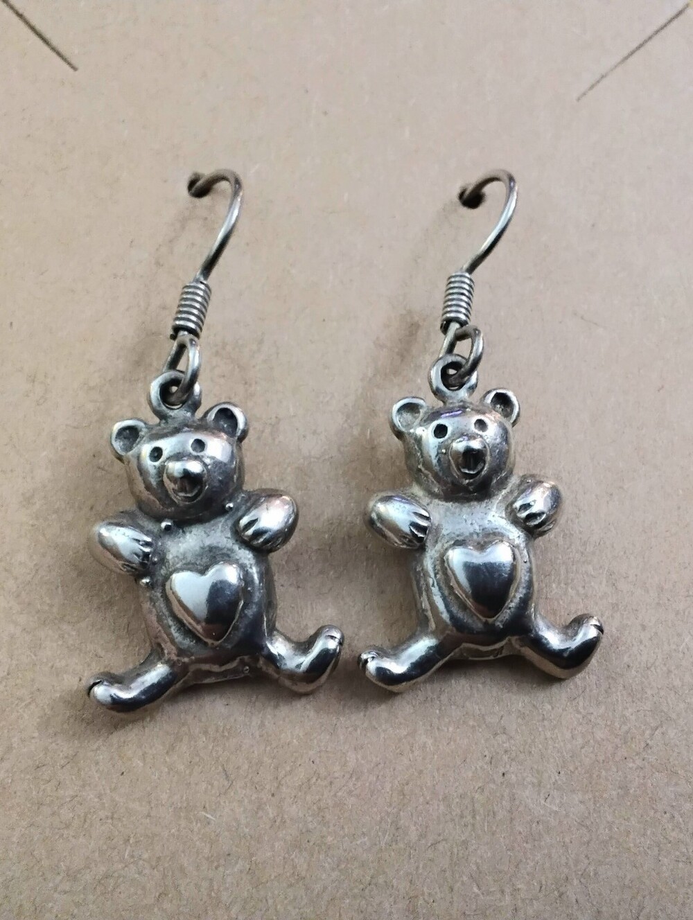925 Silver Teddy Bear Earrings